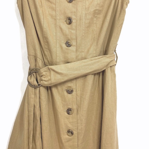 Mossimo Women’s Khaki Button Up Sleeveless Belted Dress - Picture 6 of 9